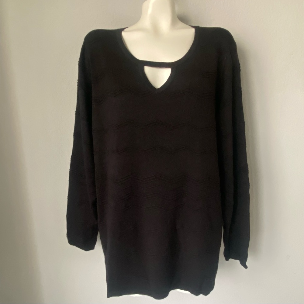Women's Avenue Plus Size Sweater Scoop Neck Long Sleeve Black Size 18/20